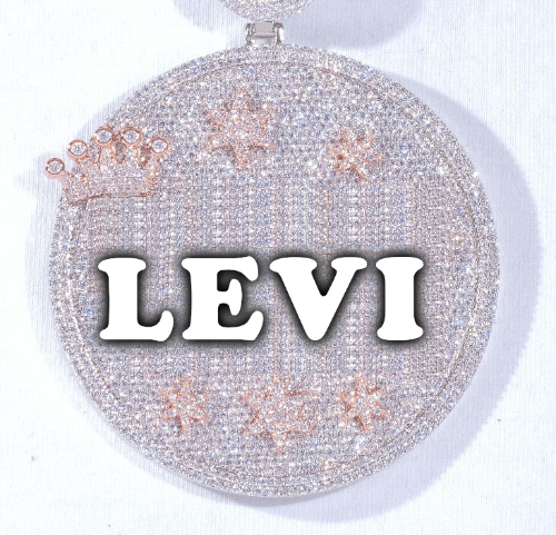 CUSTOM LETTER NECKLACE 3D BIG CROWN DISC