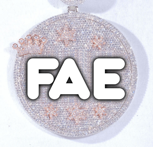 CUSTOM LETTER NECKLACE 3D BIG CROWN DISC