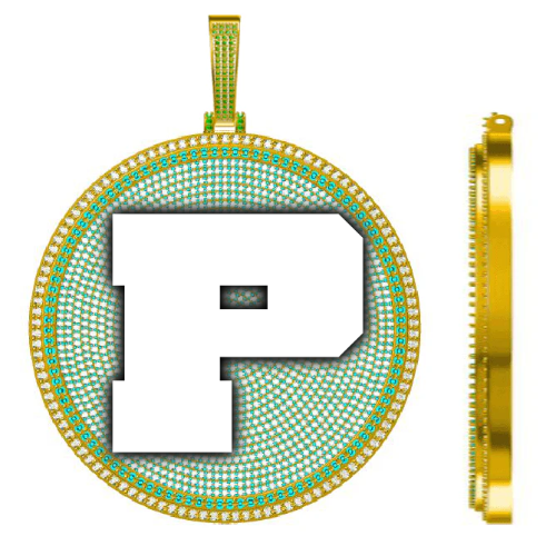 CUSTOM LETTER NECKLACE 3D BIG DISC