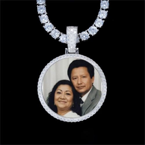 925S & VVS Moissanite 3D Circle Custom Picture Pendant