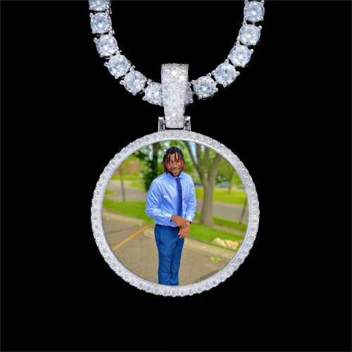925S & VVS Moissanite 3D Circle Custom Picture Pendant