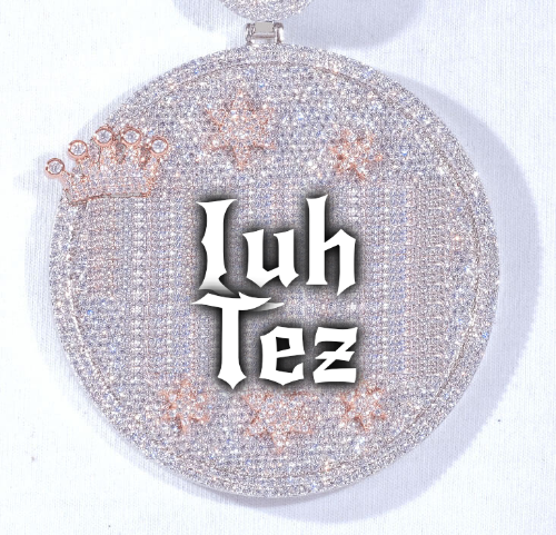 CUSTOM LETTER NECKLACE 3D BIG CROWN DISC