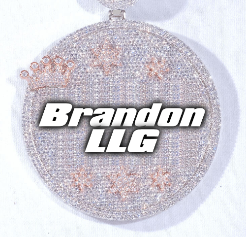 CUSTOM LETTER NECKLACE 3D BIG CROWN DISC