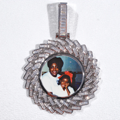 Large 3D Baguette Custom Picture Pendant