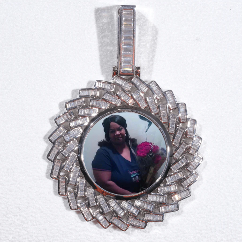 Large 3D Baguette Custom Picture Pendant