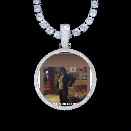 925S & VVS Moissanite 3D Circle Custom Picture Pendant