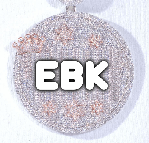 CUSTOM LETTER NECKLACE 3D BIG CROWN DISC