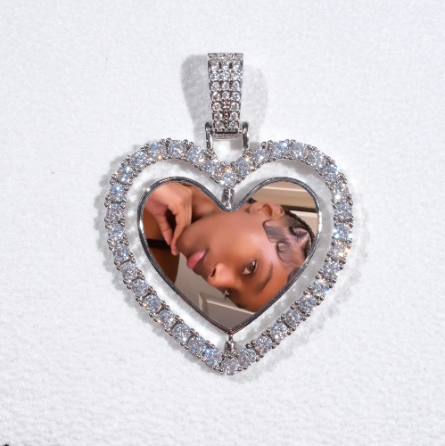 3D Spinning 2-Faced Heart Custom Picture Pendant