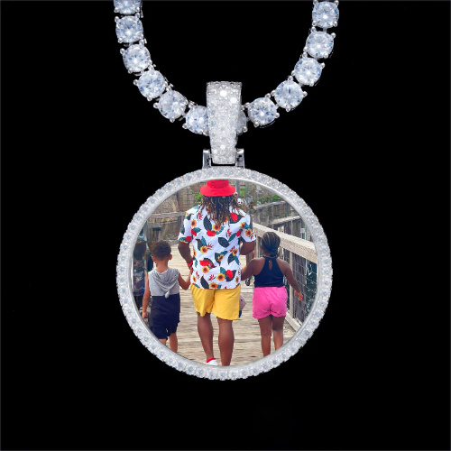 925S & VVS Moissanite 3D Circle Custom Picture Pendant