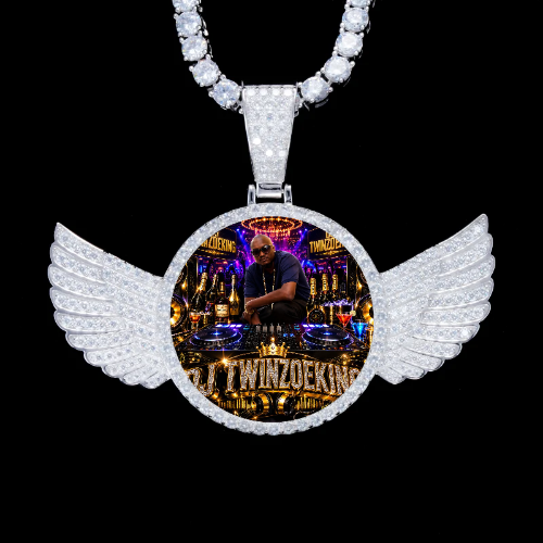 925S & VVS Moissanite 3D Wing Custom Picture Pendant