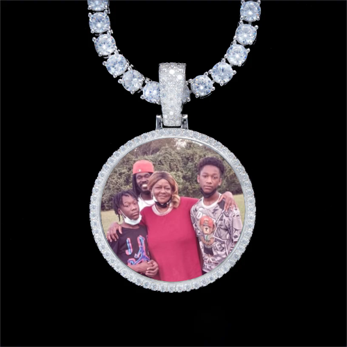925S & VVS Moissanite 3D Circle Custom Picture Pendant