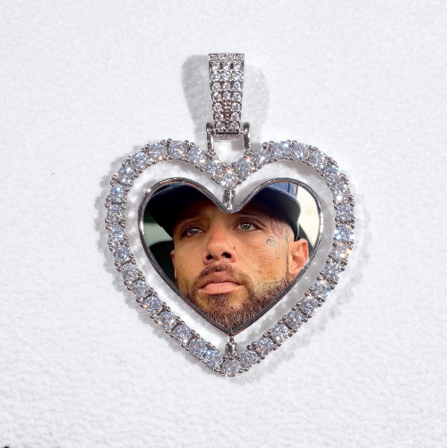 3D Spinning 2-Faced Heart Custom Picture Pendant