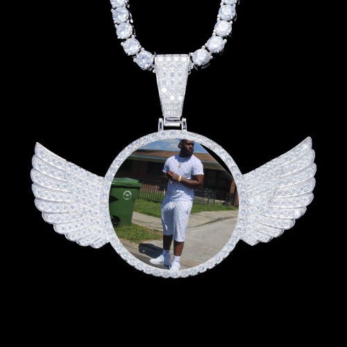 925S & VVS Moissanite 3D Wing Custom Picture Pendant