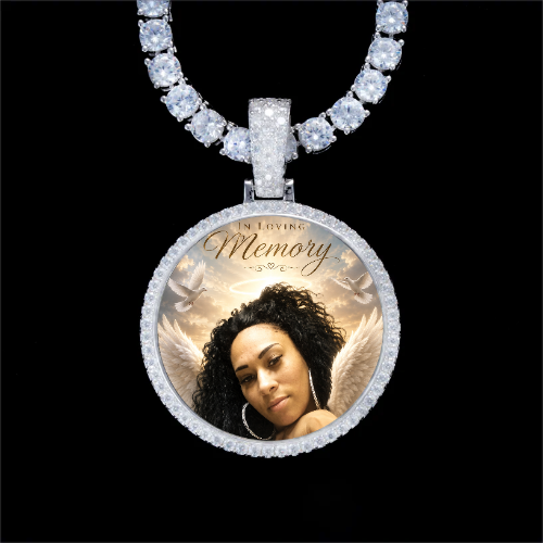 925S & VVS Moissanite 3D Circle Custom Picture Pendant