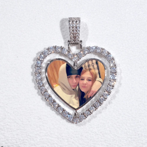 3D Spinning 2-Faced Heart Custom Picture Pendant