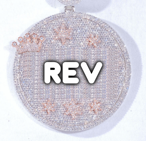 CUSTOM LETTER NECKLACE 3D BIG CROWN DISC