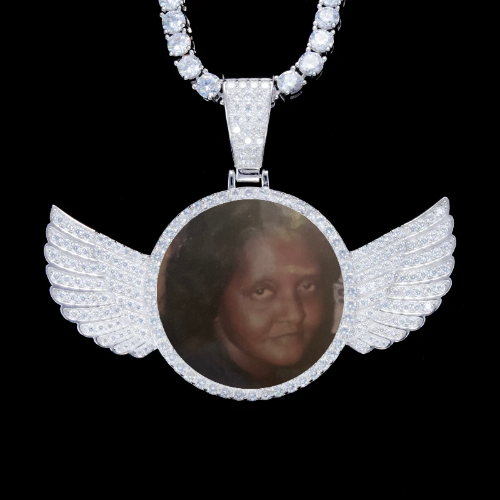 925S & VVS Moissanite 3D Wing Custom Picture Pendant