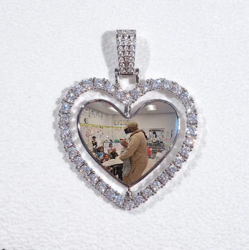 3D Spinning 2-Faced Heart Custom Picture Pendant