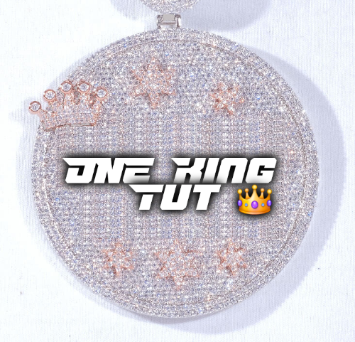 CUSTOM LETTER NECKLACE 3D BIG CROWN DISC