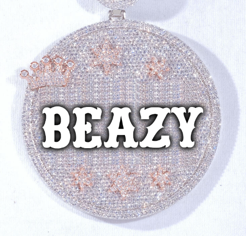 CUSTOM LETTER NECKLACE 3D BIG CROWN DISC