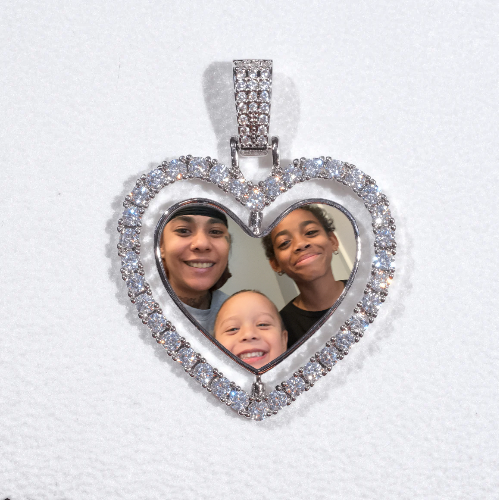 3D Spinning 2-Faced Heart Custom Picture Pendant