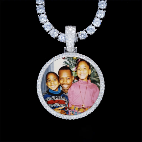 925S & VVS Moissanite 3D Circle Custom Picture Pendant