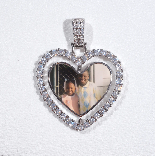 3D Spinning 2-Faced Heart Custom Picture Pendant