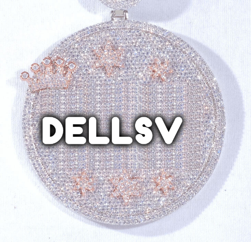 CUSTOM LETTER NECKLACE 3D BIG CROWN DISC