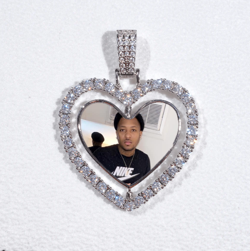 3D Spinning 2-Faced Heart Custom Picture Pendant