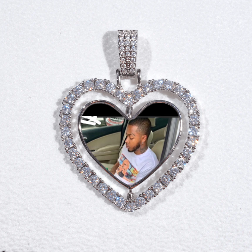 3D Spinning 2-Faced Heart Custom Picture Pendant