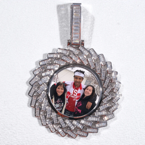 Large 3D Baguette Custom Picture Pendant