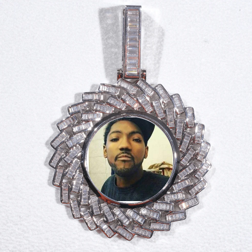 Large 3D Baguette Custom Picture Pendant