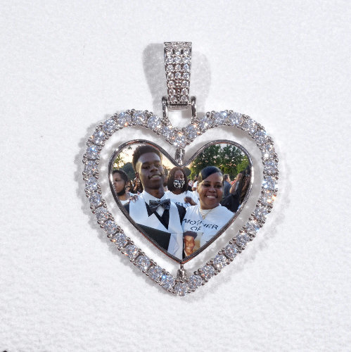 3D Spinning 2-Faced Heart Custom Picture Pendant
