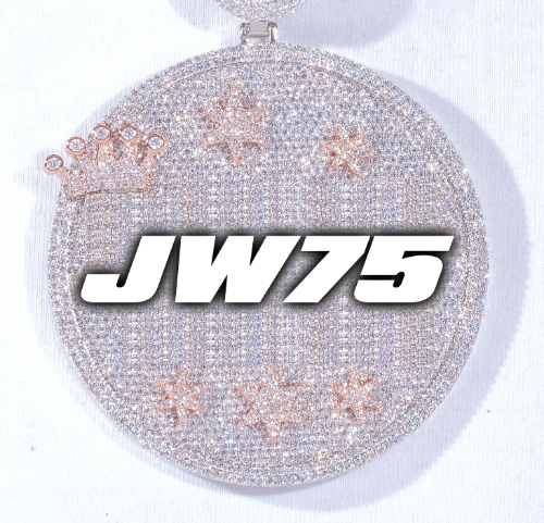 CUSTOM LETTER NECKLACE 3D BIG CROWN DISC