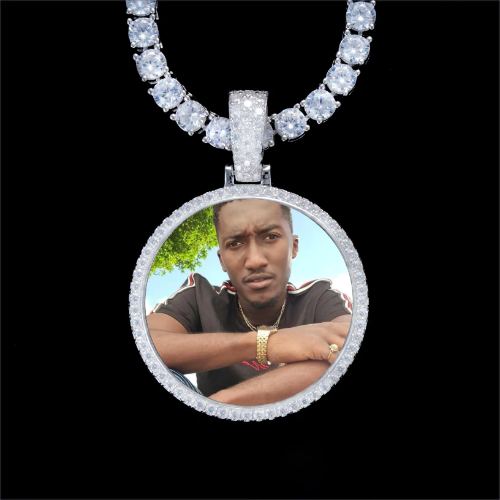 925S & VVS Moissanite 3D Circle Custom Picture Pendant