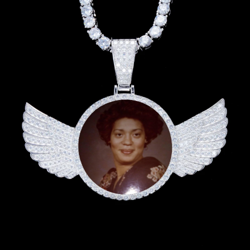 925S & VVS Moissanite 3D Wing Custom Picture Pendant