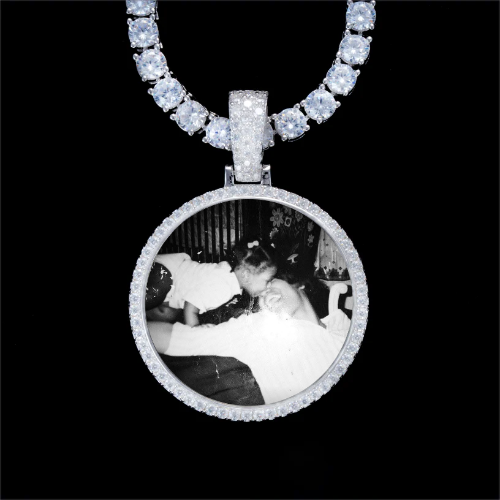 925S & VVS Moissanite 3D Circle Custom Picture Pendant