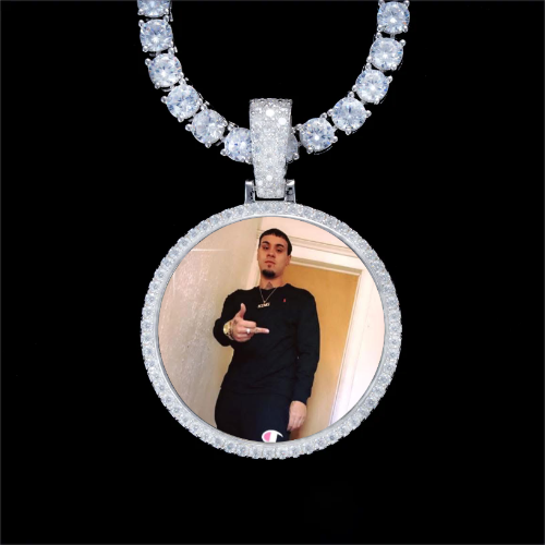 925S & VVS Moissanite 3D Circle Custom Picture Pendant