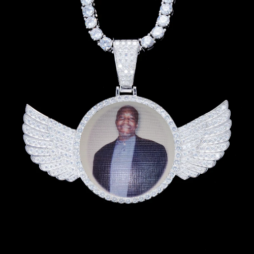 925S & VVS Moissanite 3D Wing Custom Picture Pendant