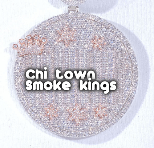CUSTOM LETTER NECKLACE 3D BIG CROWN DISC