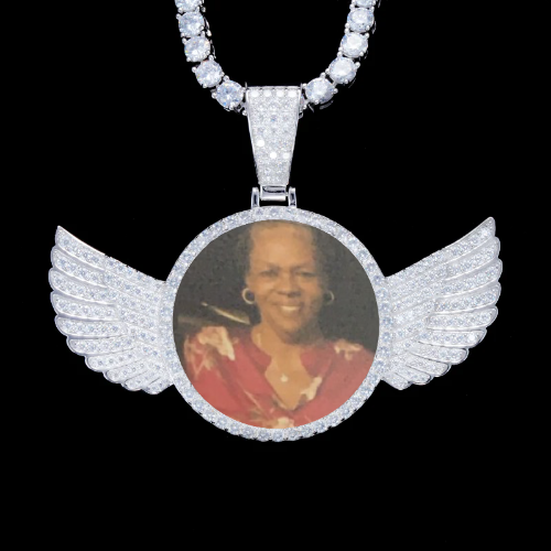925S & VVS Moissanite 3D Wing Custom Picture Pendant
