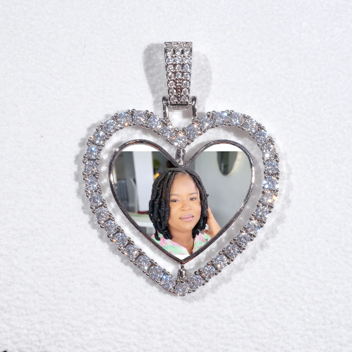 3D Spinning 2-Faced Heart Custom Picture Pendant