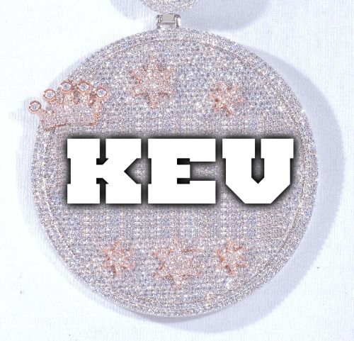 CUSTOM LETTER NECKLACE 3D BIG CROWN DISC