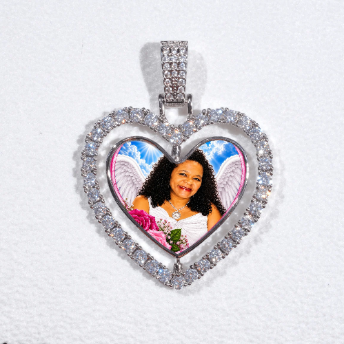 3D Spinning 2-Faced Heart Custom Picture Pendant