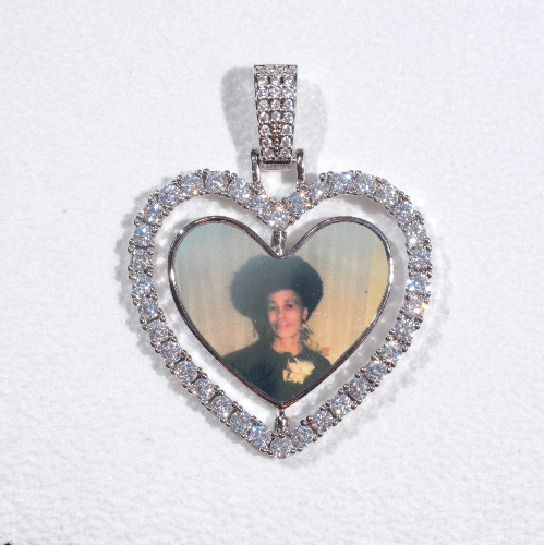 3D Spinning 2-Faced Heart Custom Picture Pendant