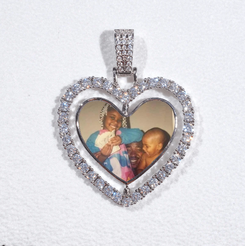 3D Spinning 2-Faced Heart Custom Picture Pendant
