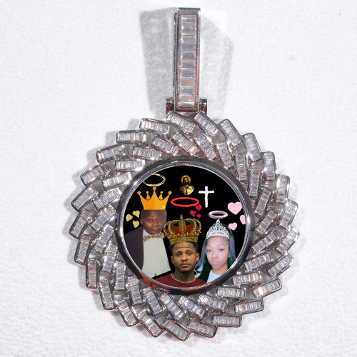 Large 3D Baguette Custom Picture Pendant