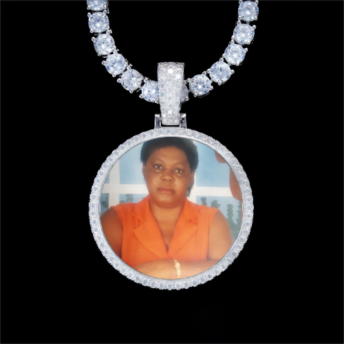 925S & VVS Moissanite 3D Circle Custom Picture Pendant