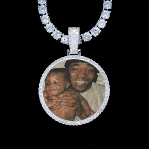 925S & VVS Moissanite 3D Circle Custom Picture Pendant