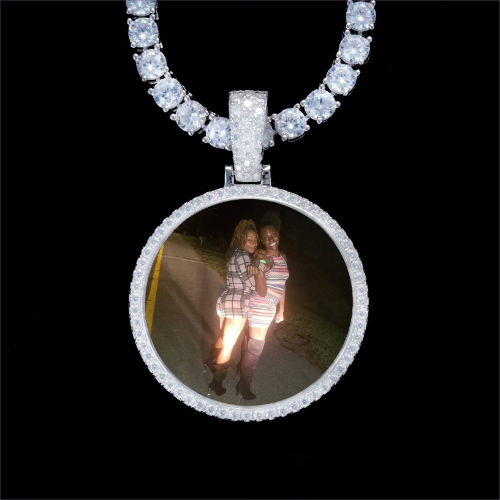 925S & VVS Moissanite 3D Circle Custom Picture Pendant